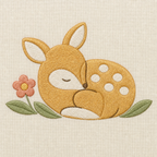 Meadow Baby Sleeping Fawn Machine Embroidery Design, Instant Download embroidery close-up