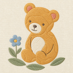 Meadow Baby Teddy Bear Machine Embroidery Design, Instant Download embroidery close-up