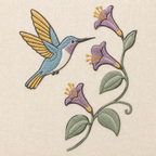 Tiny Field Guide Hummingbird and Honeysuckle Machine Embroidery Design, Instant Download embroidery close-up