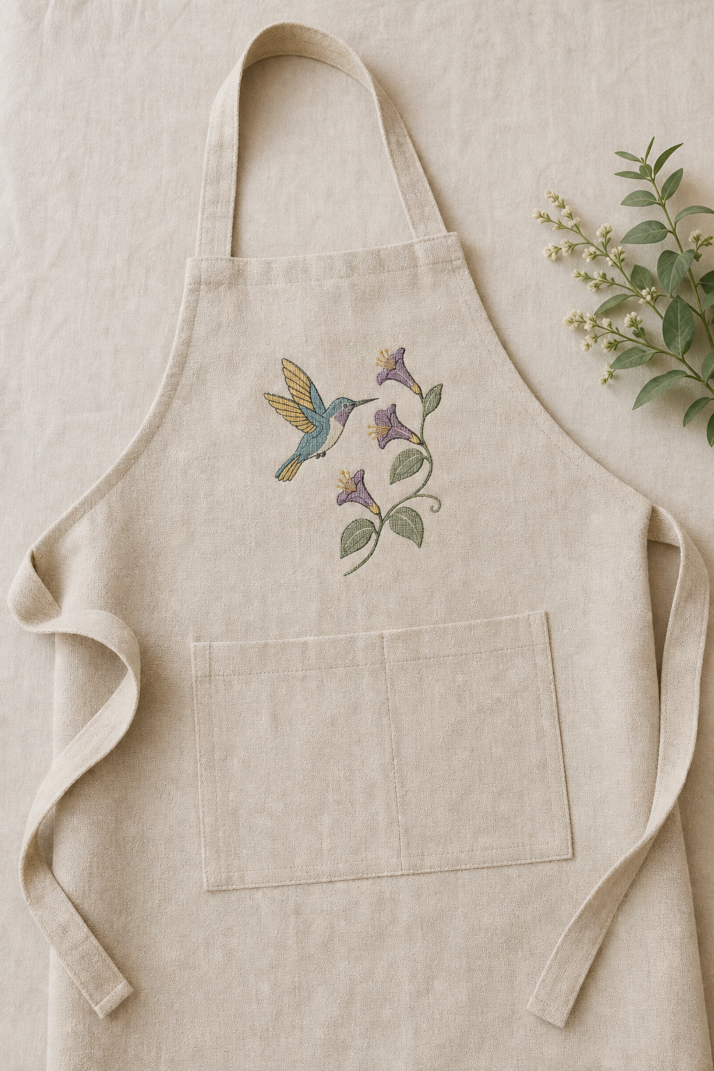 Tiny Field Guide Hummingbird and Honeysuckle Machine Embroidery Design, Instant Download product mockup