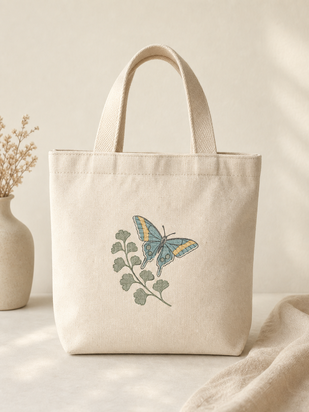 Tiny Field Guide Swallowtail and Maidenhair Fern Machine Embroidery Design, Instant Download product mockup