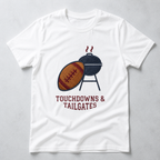 Touchdowns and Tailgates on a white T-shirt